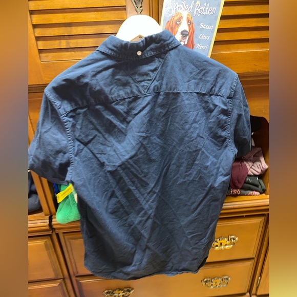 Navy Blue Tommy Hilfiger fluffy logo Button up shirt - Picture 2 of 3